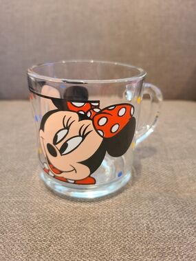 Vintage Anchor Hocking Disney Minnie Mouse clear glass mug